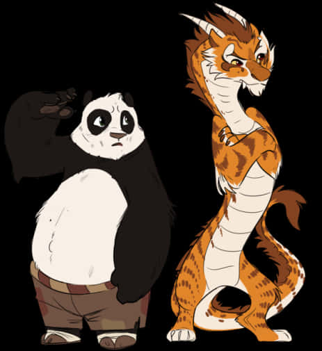 Pandaand Tiger Animated Characters PNG image