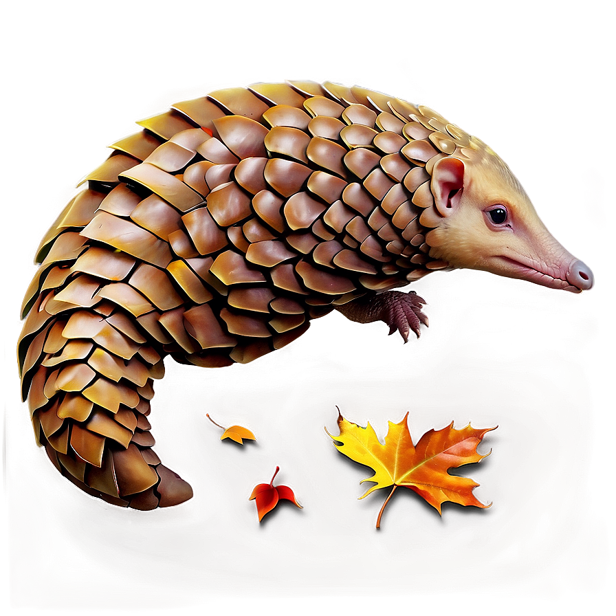 Pangolin In Autumn Leaves Png Obb PNG image