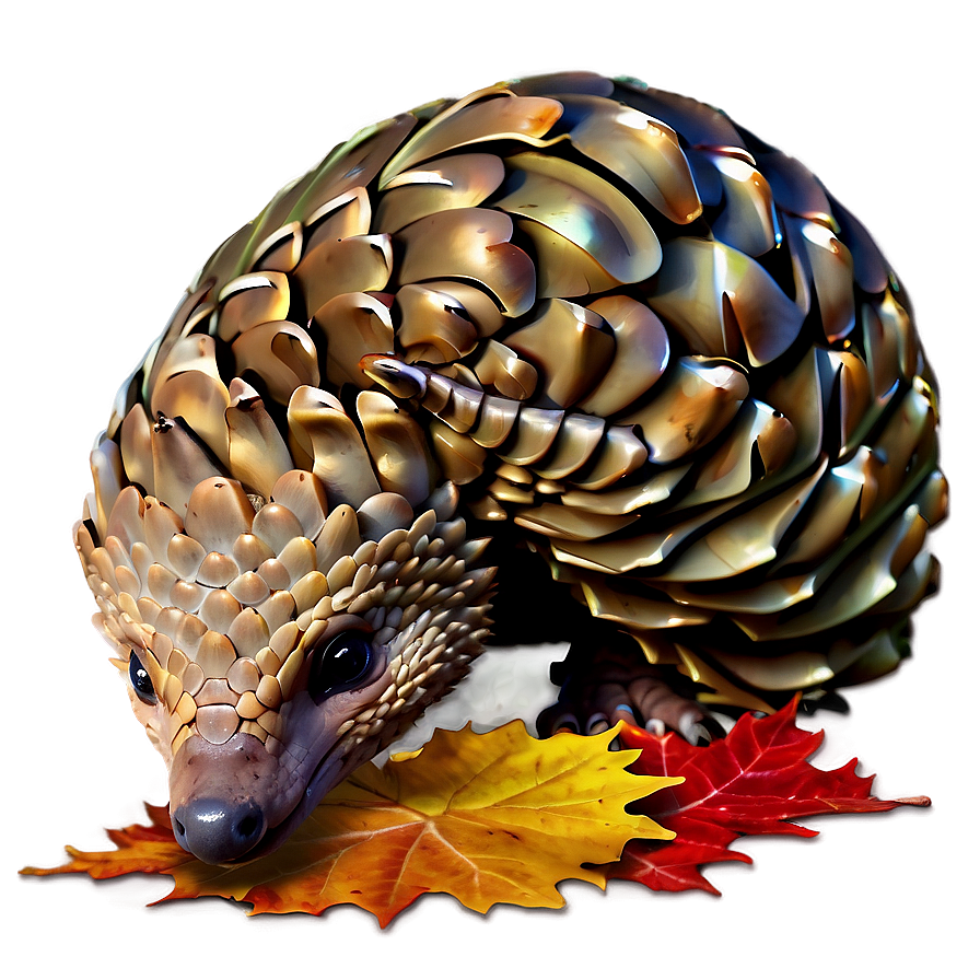 Pangolin In Autumn Leaves Png Rmq PNG image