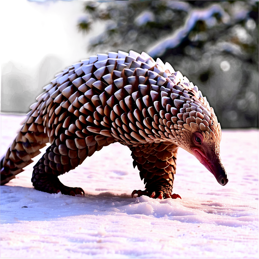 Pangolin In Snowy Landscape Png 06212024 PNG image