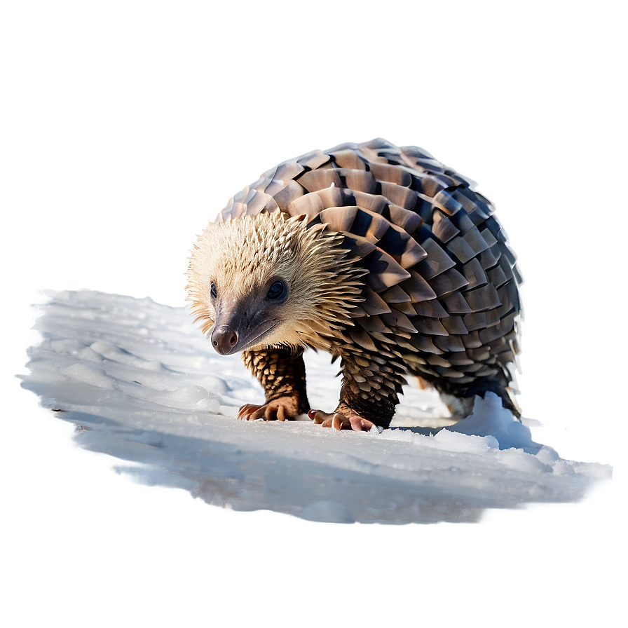 Pangolin In Snowy Landscape Png Vxu PNG image