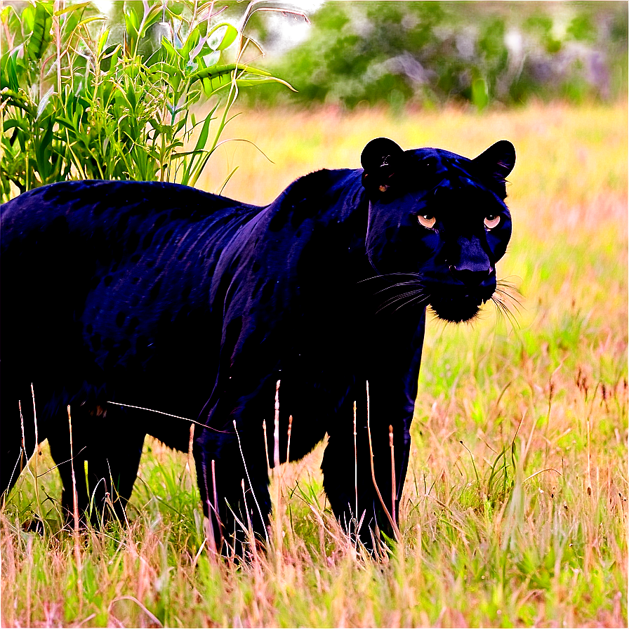 Panthers Prowling In Grassland Png Fao PNG image