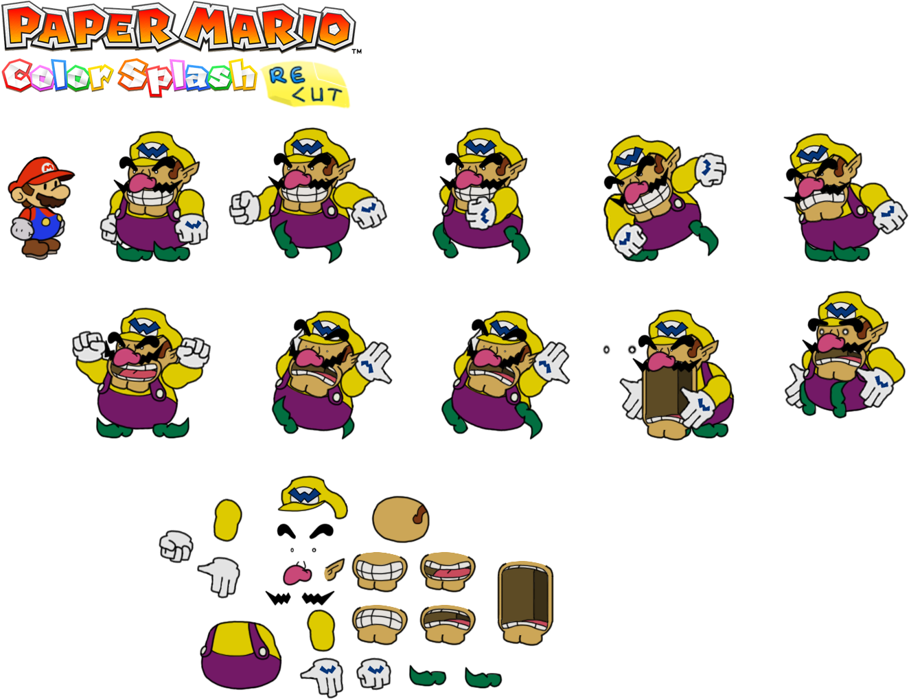 Paper Mario Color Splash Wario Sprite Sheet PNG image