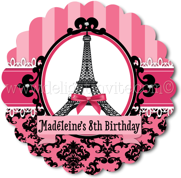 Paris Themed Birthday Invitation PNG image