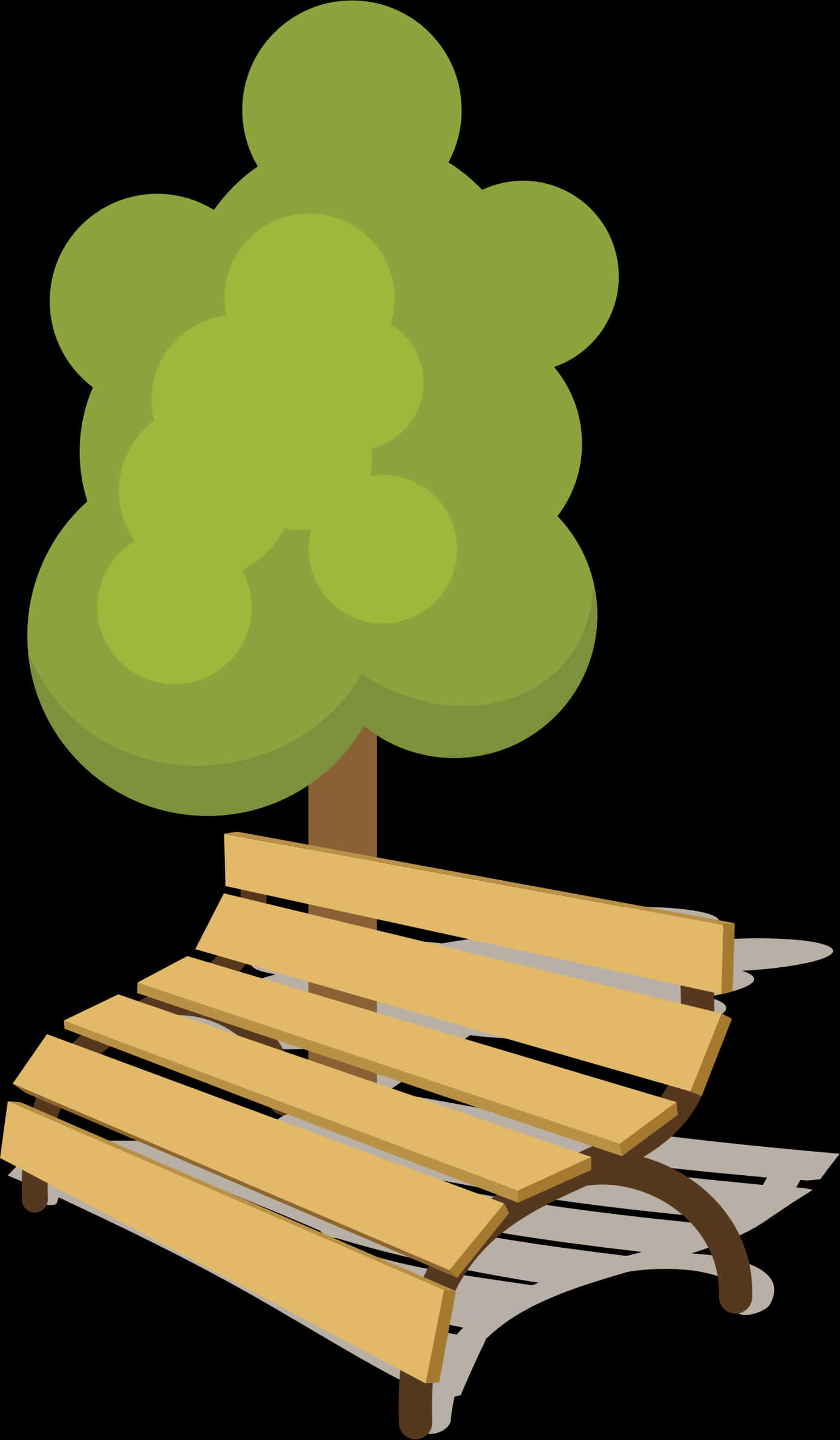 Park Bench Under Tree Vector Illustration PNG image