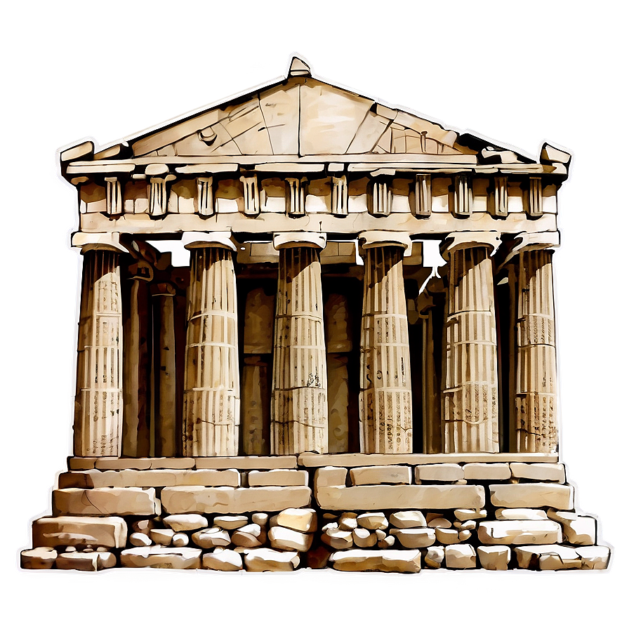 Parthenon Ruins Sketch Png Pdj PNG image