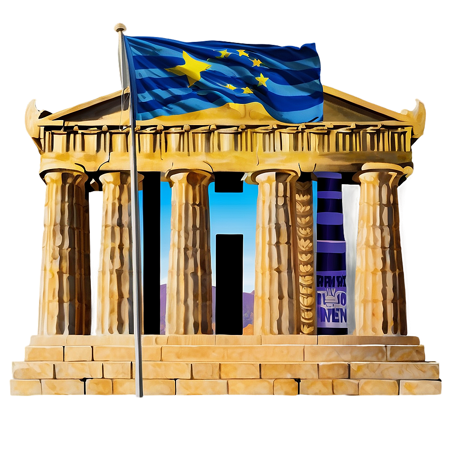 Parthenon With Greek Flag Png Xnn PNG image