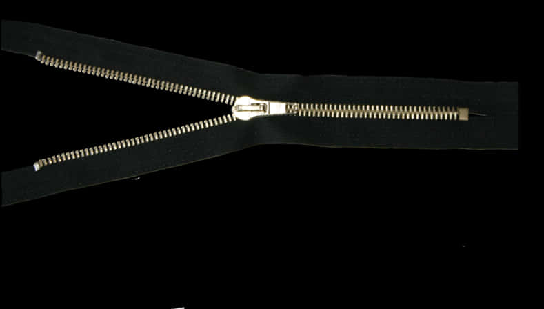 Partially Unzipped Black Zipper PNG image