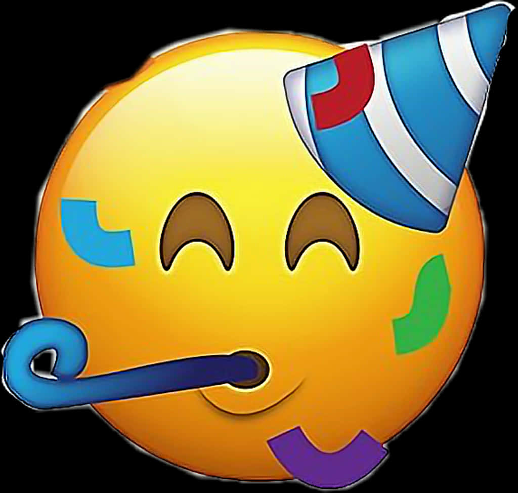 Party Face Emojiwith Hornand Confetti PNG image