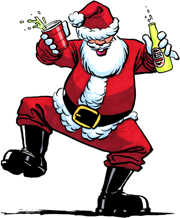 Partying Santa Cartoon PNG image