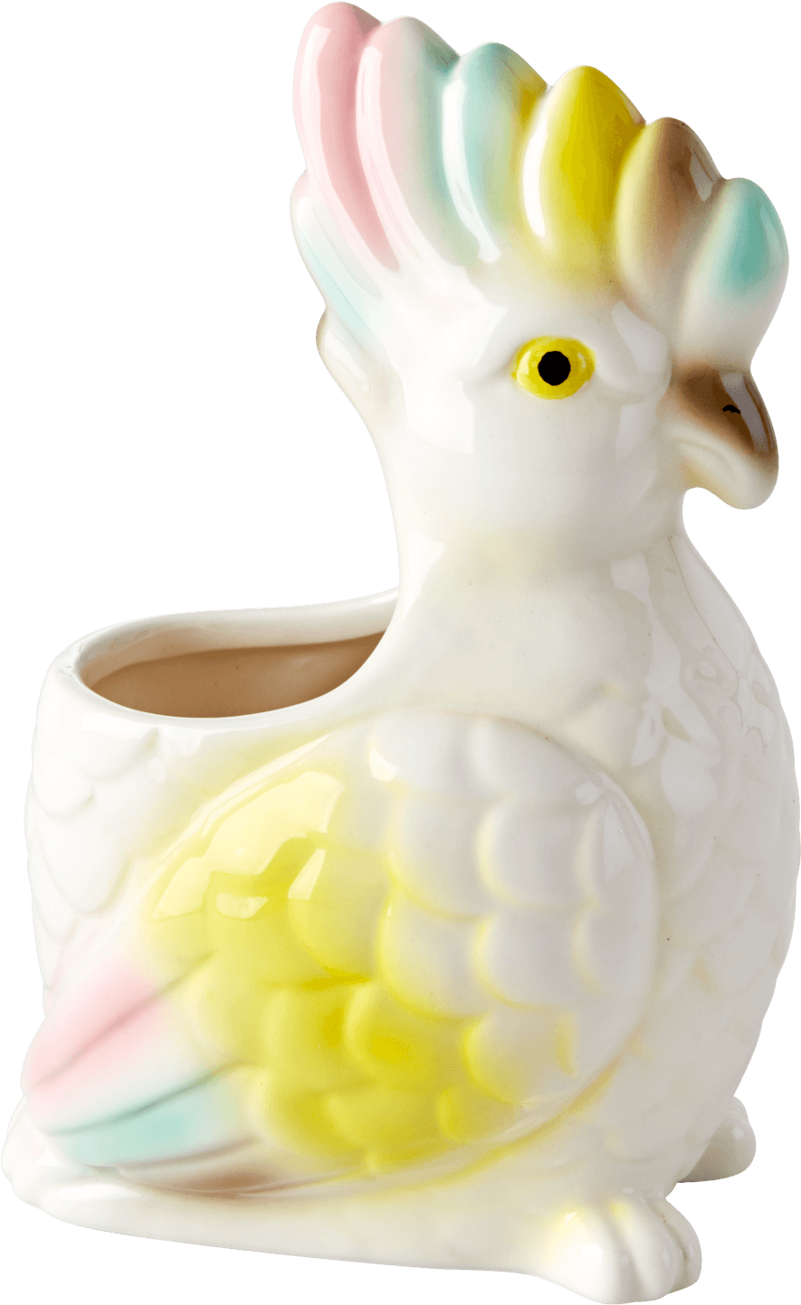 Pastel Cockatoo Ceramic Planter PNG image