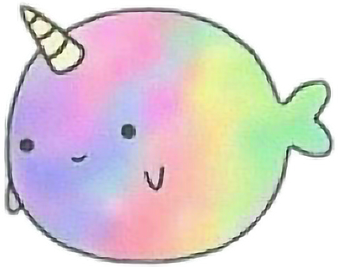 Pastel Colored Cartoon Narwhal.png PNG image