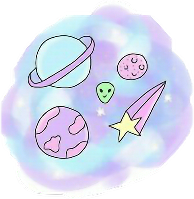 Pastel Space Doodles Kawaii PNG image