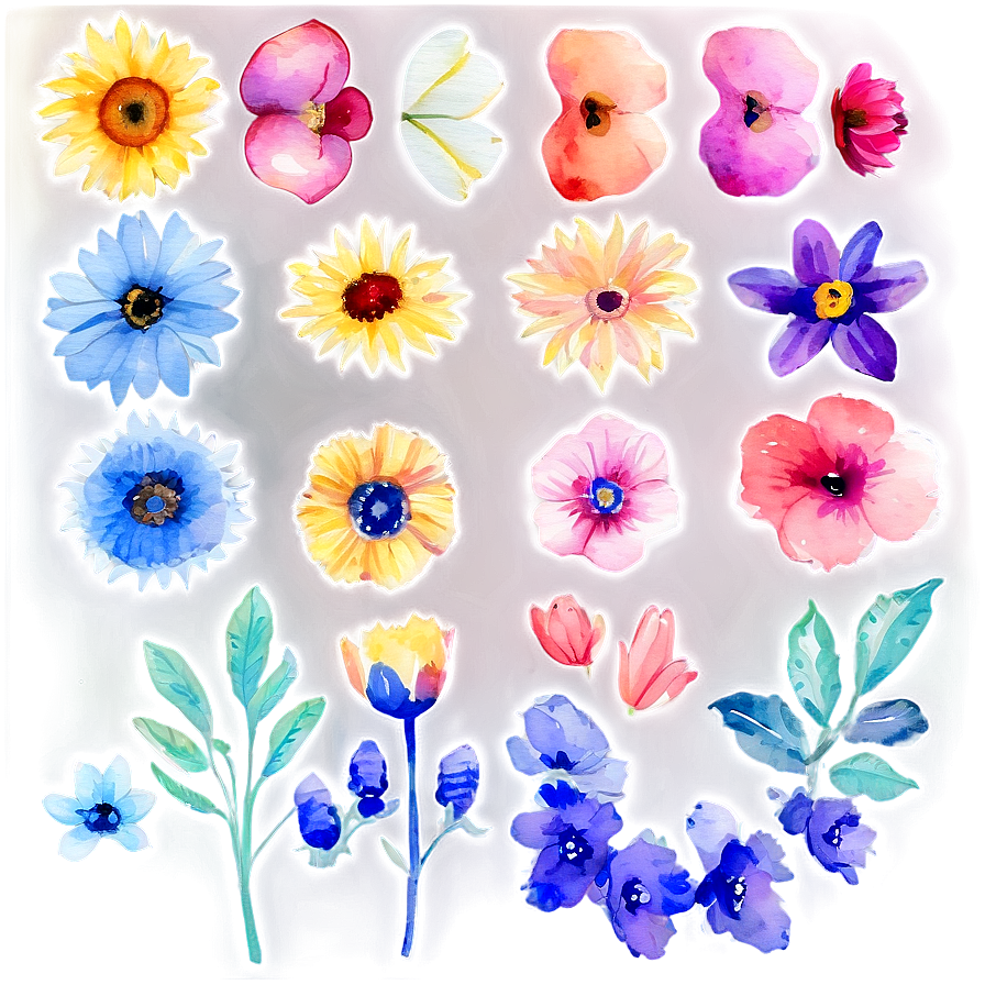 Pastel Watercolor Florals Png 87 PNG image