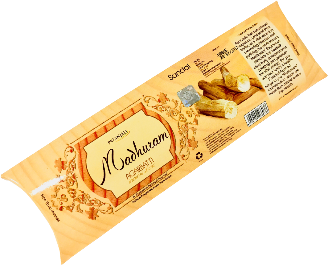 Patanjali Madhuram Agarbatti Incense Sticks Packaging PNG image