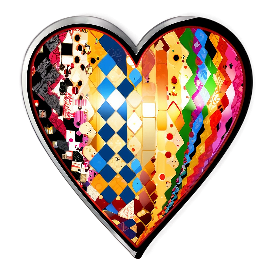 Patchwork Heart Clipart Design Png 05252024 PNG image