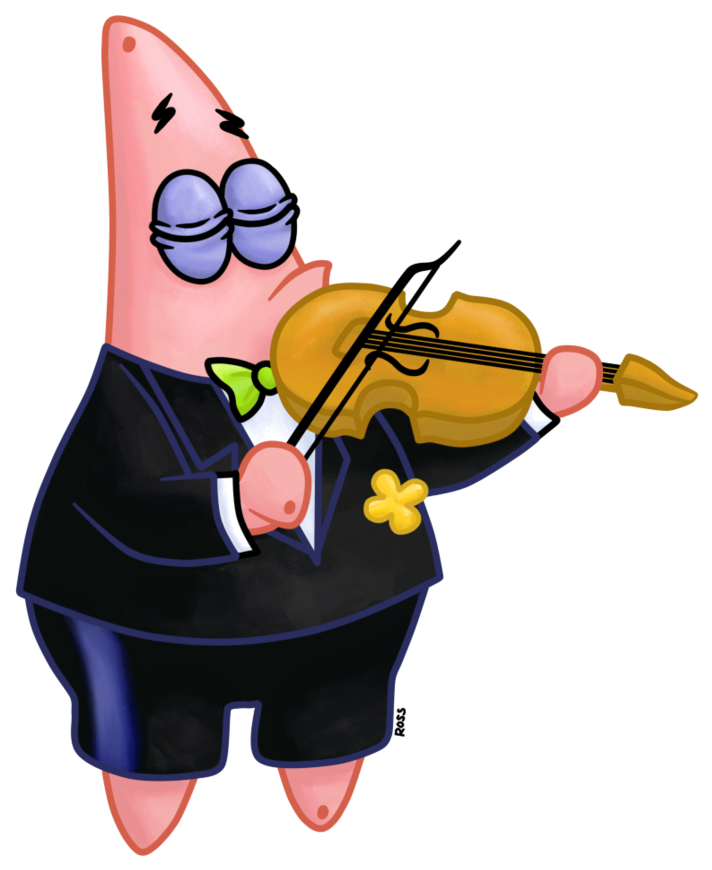 Patrick Star Violinist Cartoon PNG image