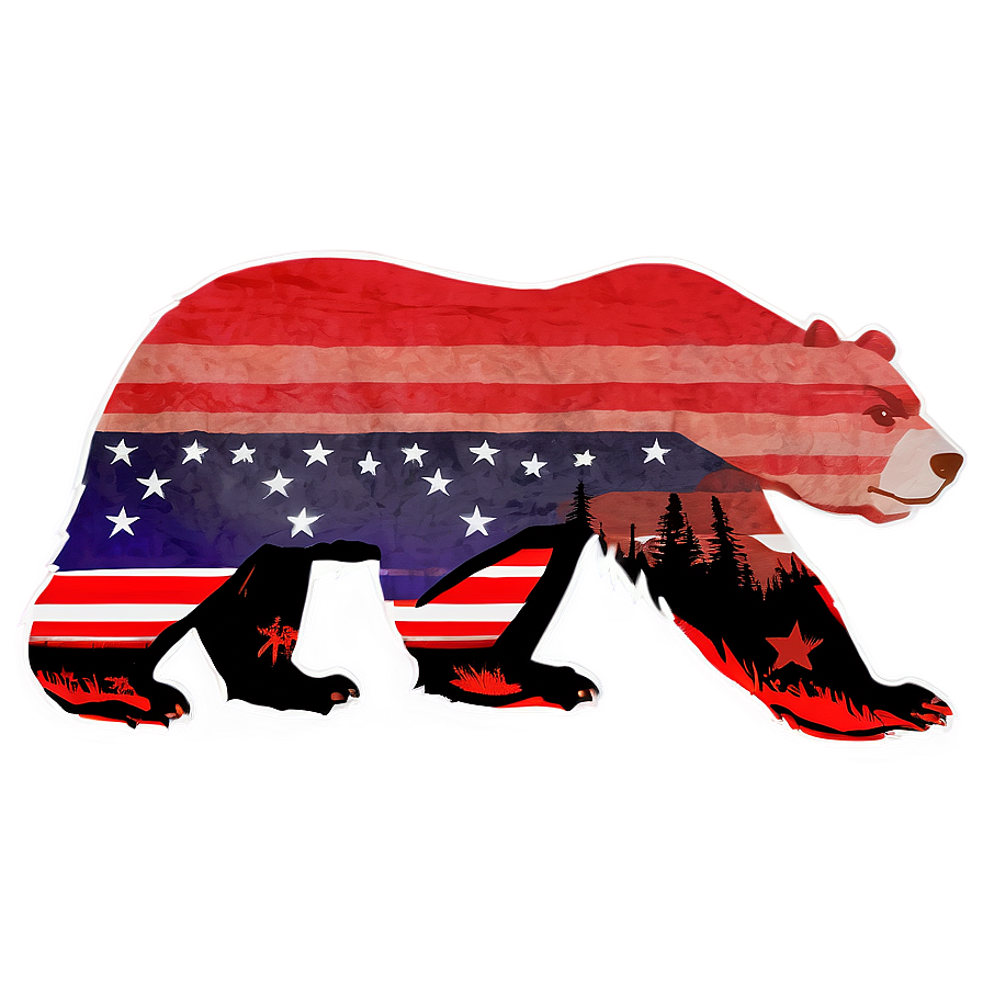 Patriotic California Bear Png 06262024 PNG image