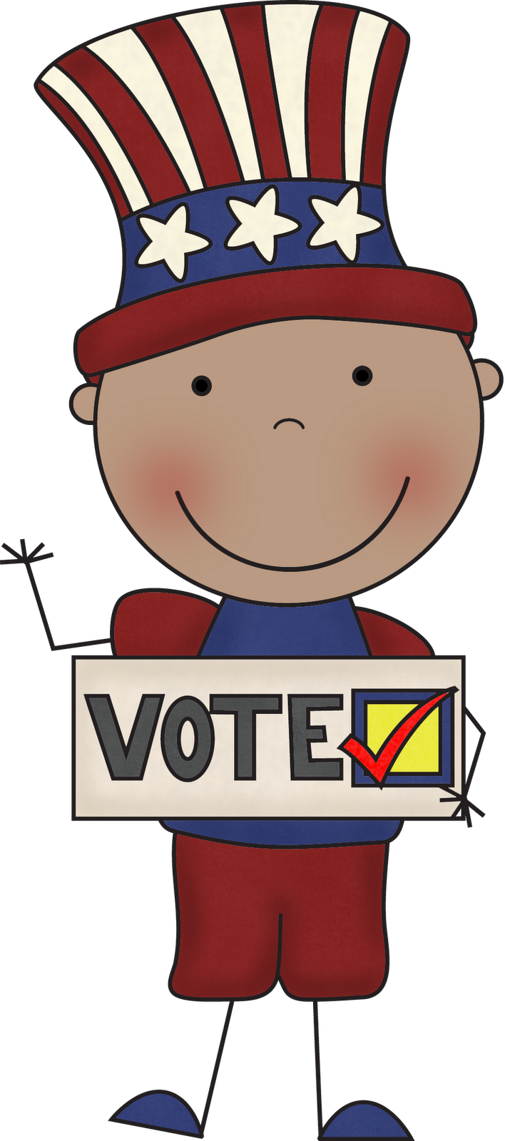 Patriotic Cartoon Character Voting PNG image