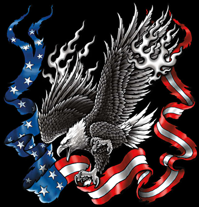 Patriotic Eaglewith American Flag Ribbon PNG image