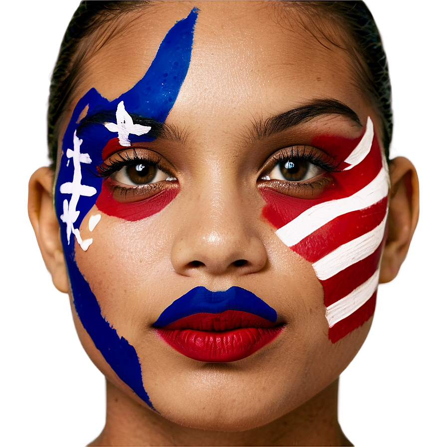 Patriotic Face Paint On 4th Of July Png Gho PNG image