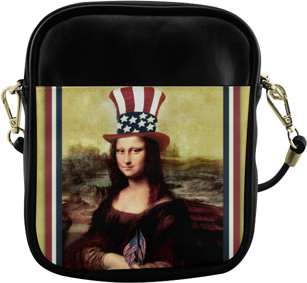 Patriotic Mona Lisa Crossbody Bag PNG image