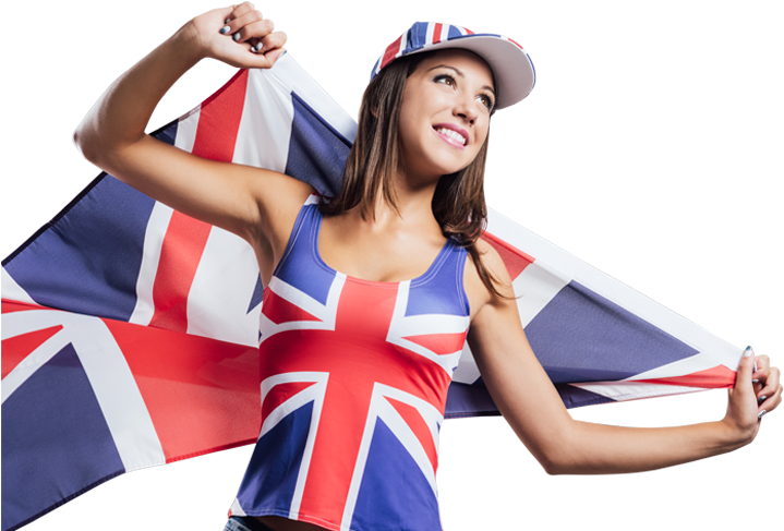 Patriotic Woman Holding U K Flag PNG image