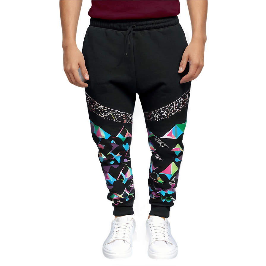 Patterned Black Sweatpants Png Shu PNG image