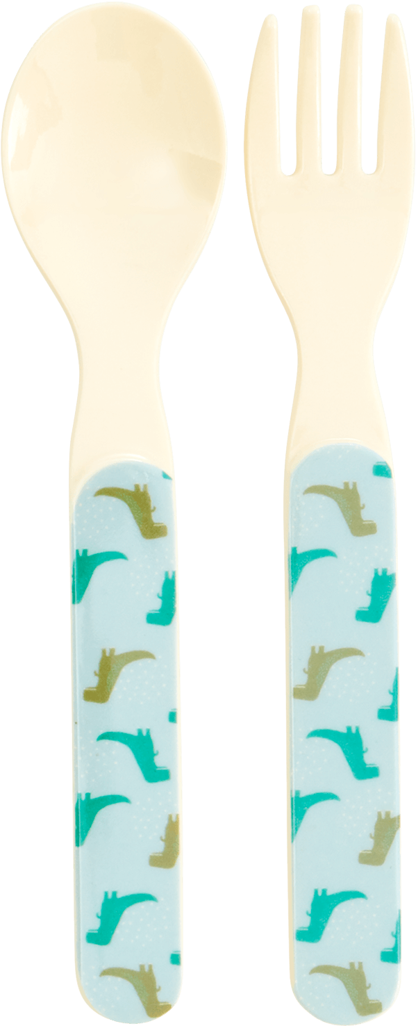 Patterned Childrens Forkand Spoon Set PNG image