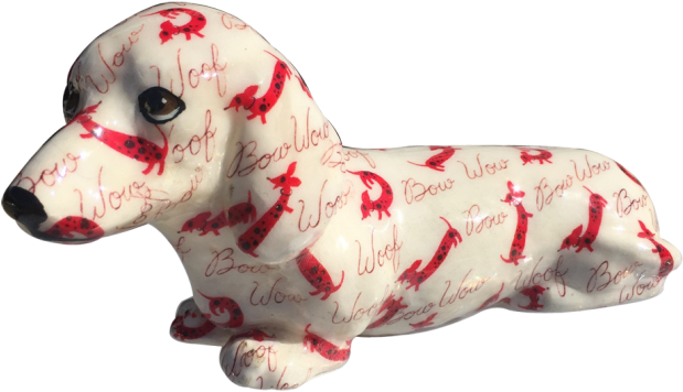 Patterned Dachshund Figurine PNG image