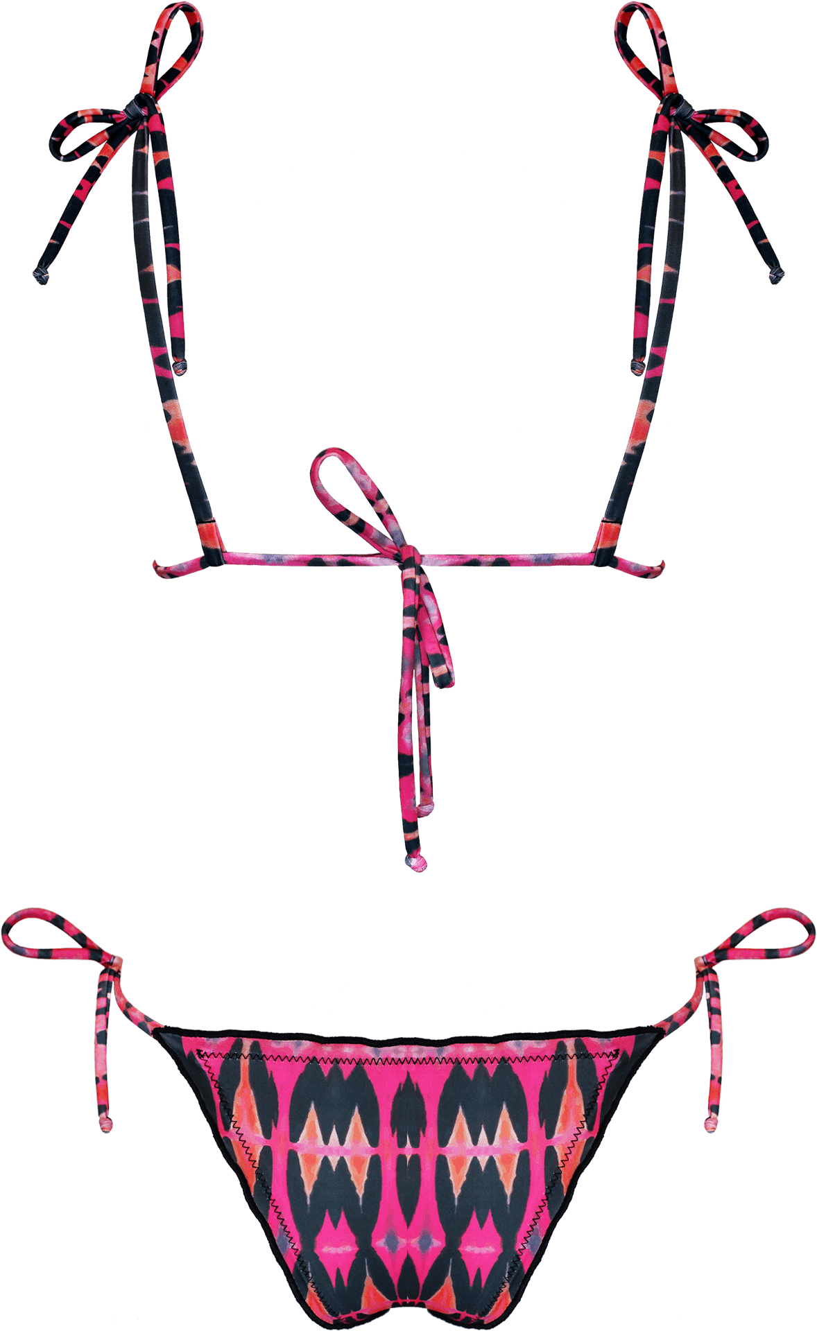 Patterned Lingerie Setwith Bow Ties PNG image