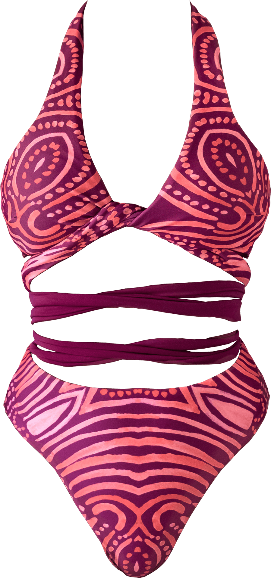 Patterned Pink Bikini Swimwear PNG image