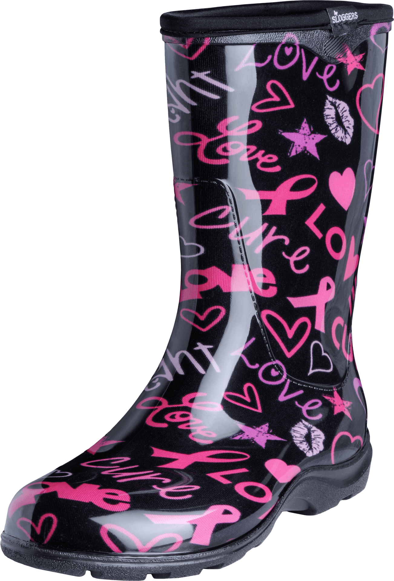 Patterned Rain Boot Loveand Kisses Design PNG image