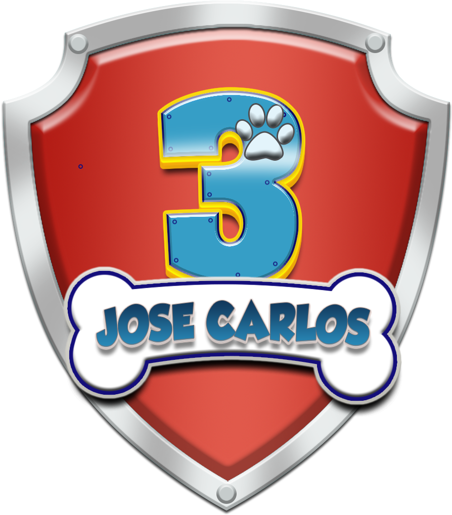 Paw Patrol Inspired Shieldwith Number3and Name PNG image