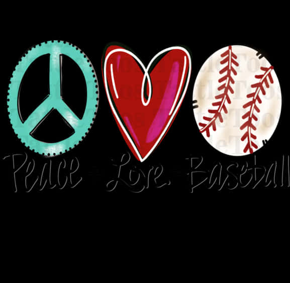 Peace Love Baseball Graphic PNG image