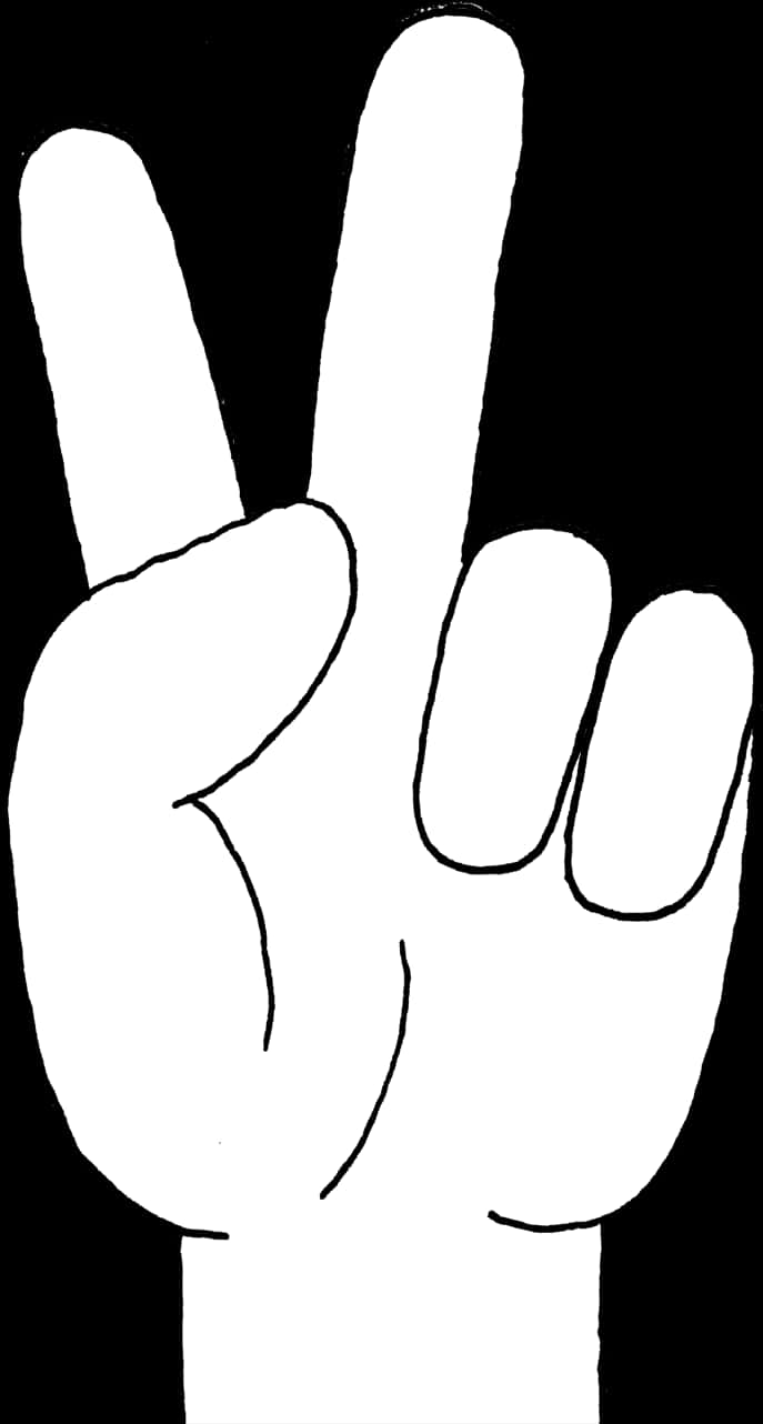 Peace Sign Hand Gesture Blackand White PNG image