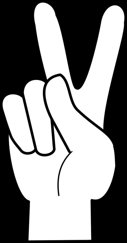 Peace Sign Hand Gesture Blackand White PNG image