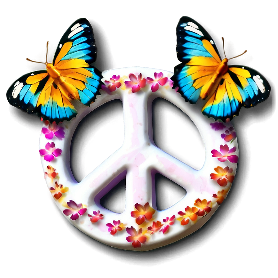 Peace Sign With Butterfly Png 05252024 PNG image