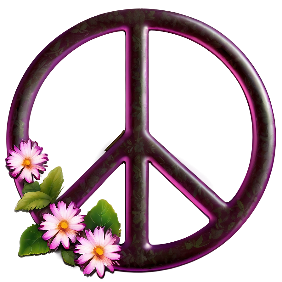 Peace Sign With Flowers Png Ics76 PNG image