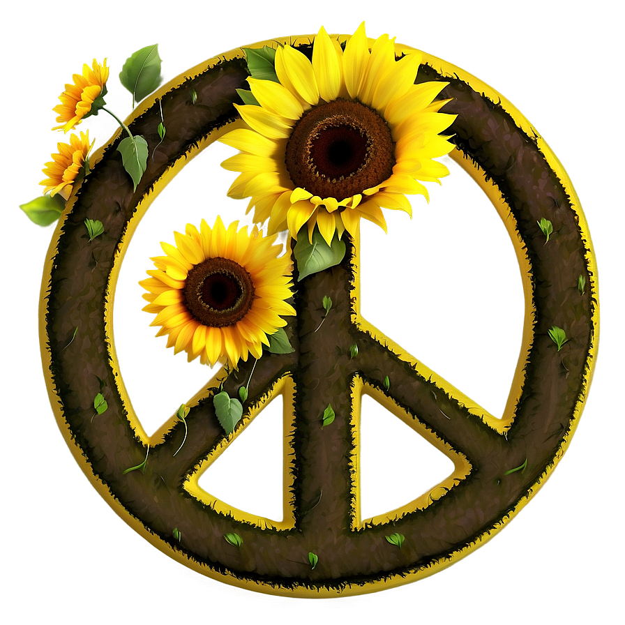 Peace Sign With Sunflowers Png Xij86 PNG image