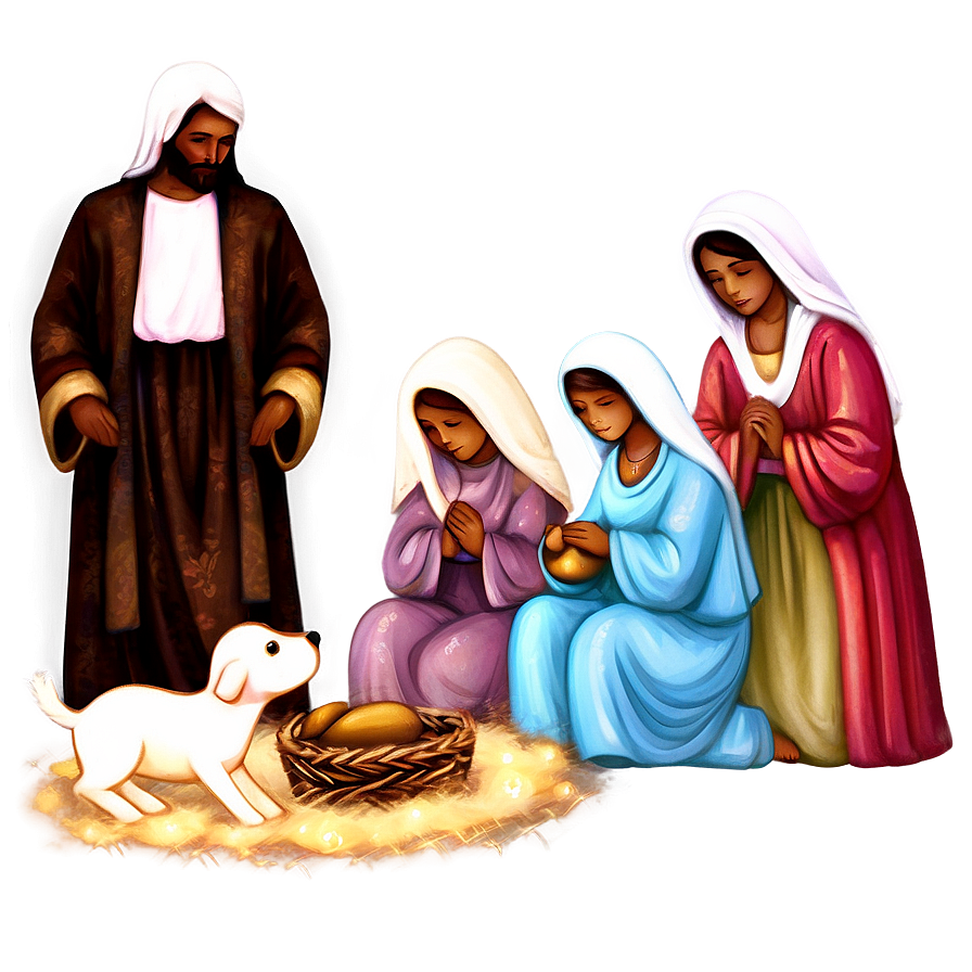 Peaceful Christmas Eve Nativity Scene Png Onh25 PNG image