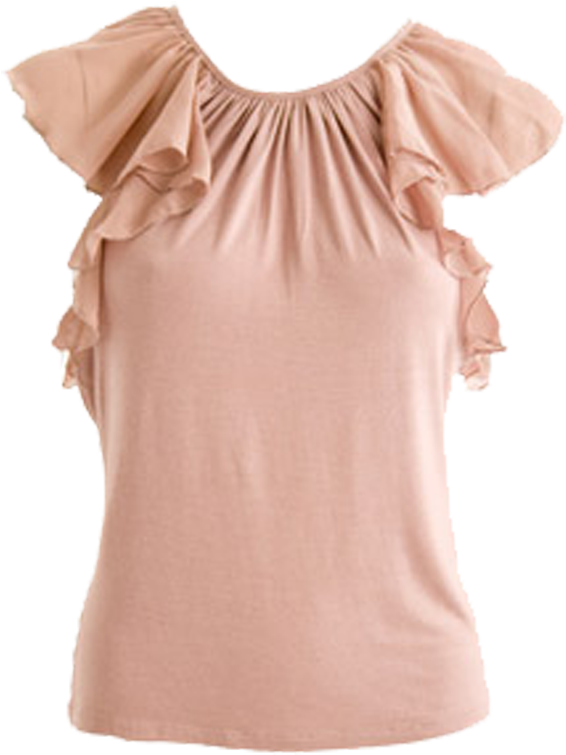 Peach Ruffle Sleeve Blouse PNG image