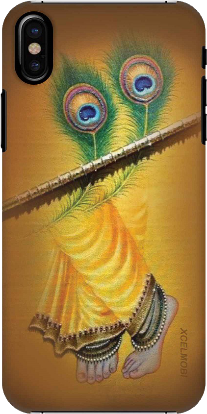 Peacock Feather Flute Art Phone Case PNG image