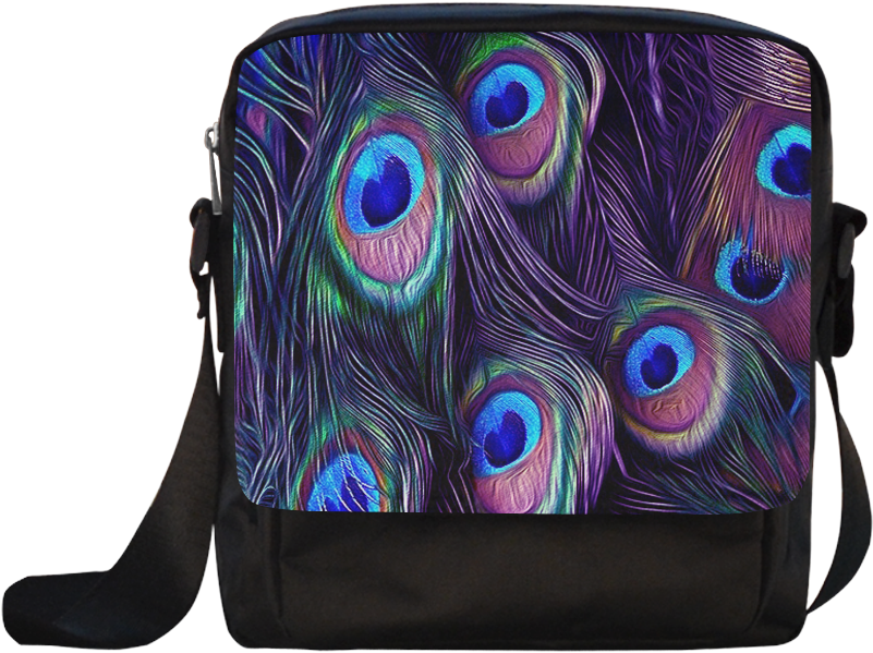 Peacock Feather Pattern Messenger Bag PNG image
