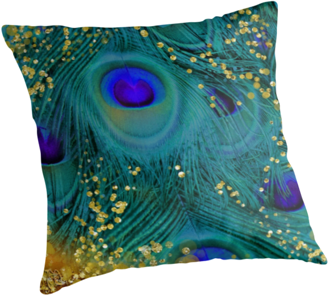 Peacock Feather Pillow Design PNG image