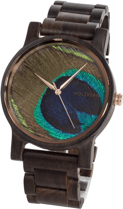 Peacock Feather Watch Design PNG image