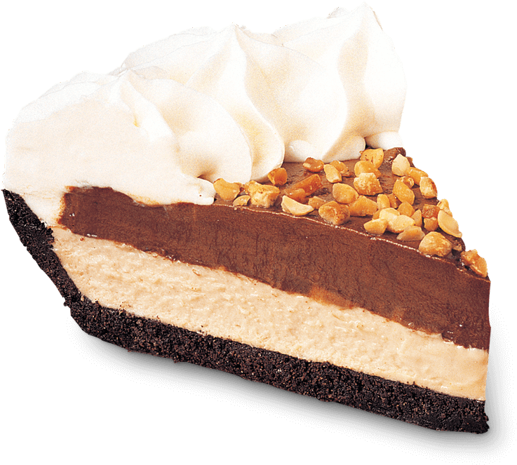 Peanut Butter Chocolate Pie Slice PNG image