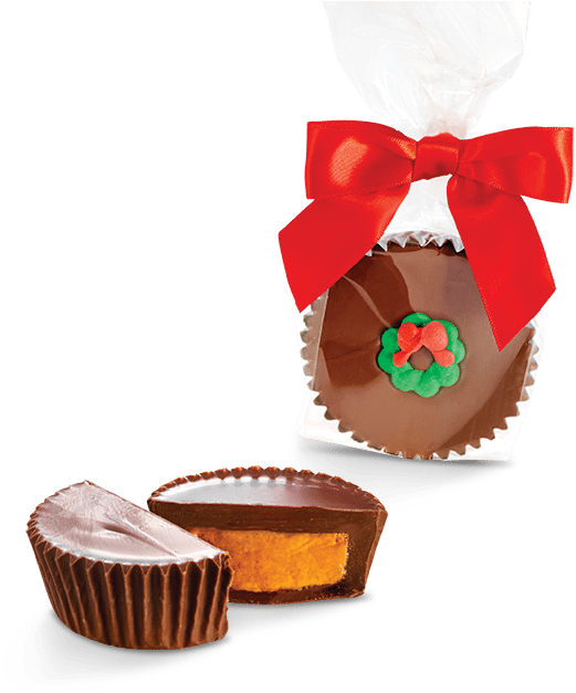 Peanut Butter Cup With Red Ribbon PNG image