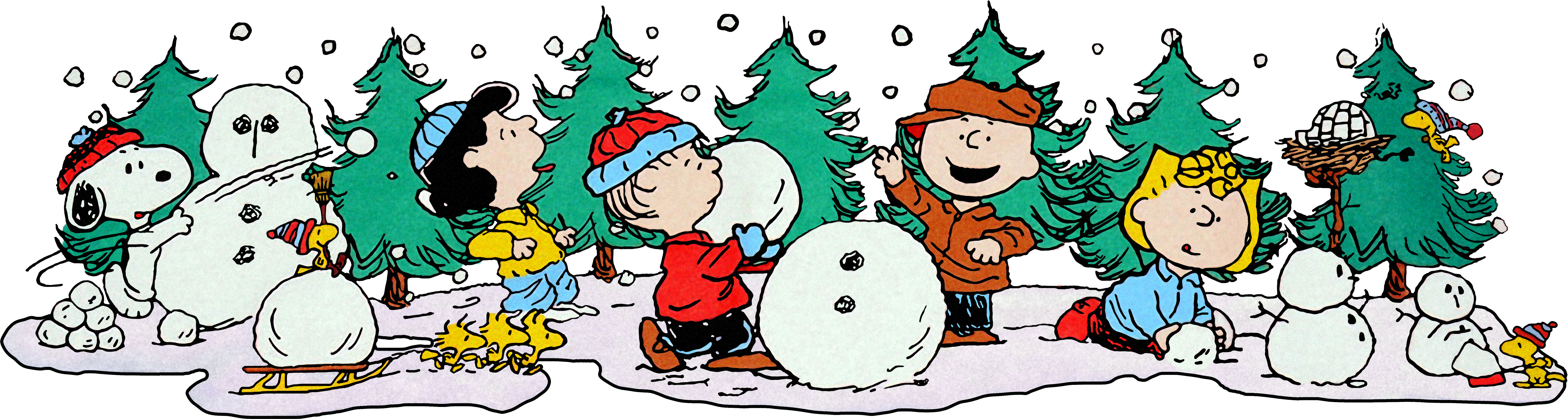Peanuts Gang Celebrating Winter PNG image
