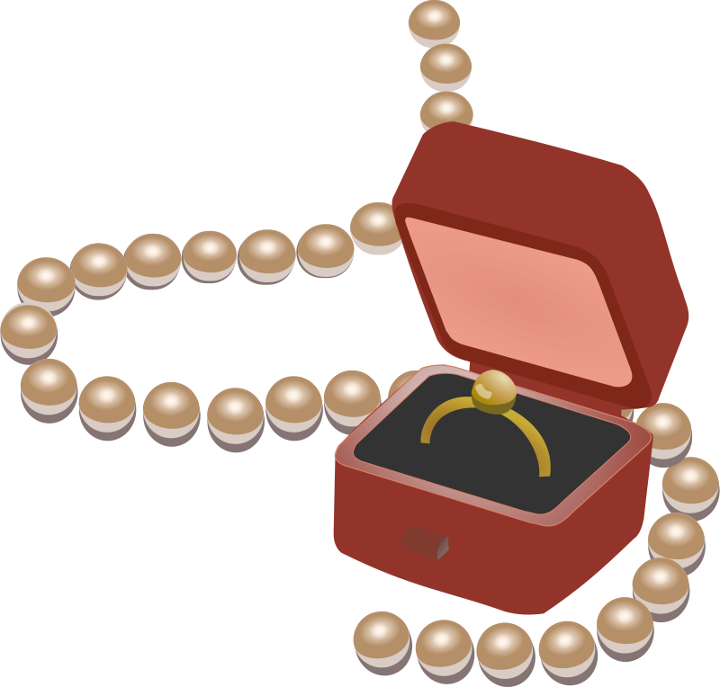 Pearl Necklaceand Ring Box Clipart PNG image